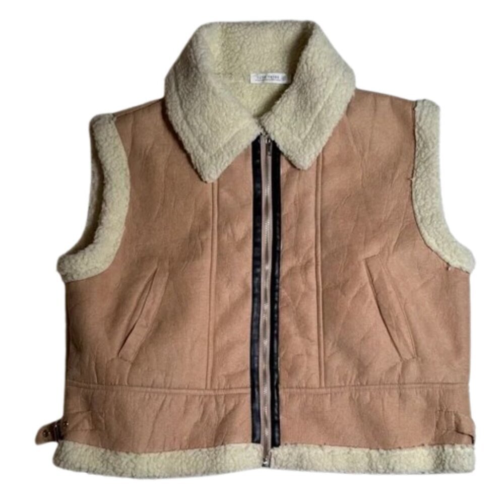 12th Tribe woman’s tan Sherpa Vest #2773